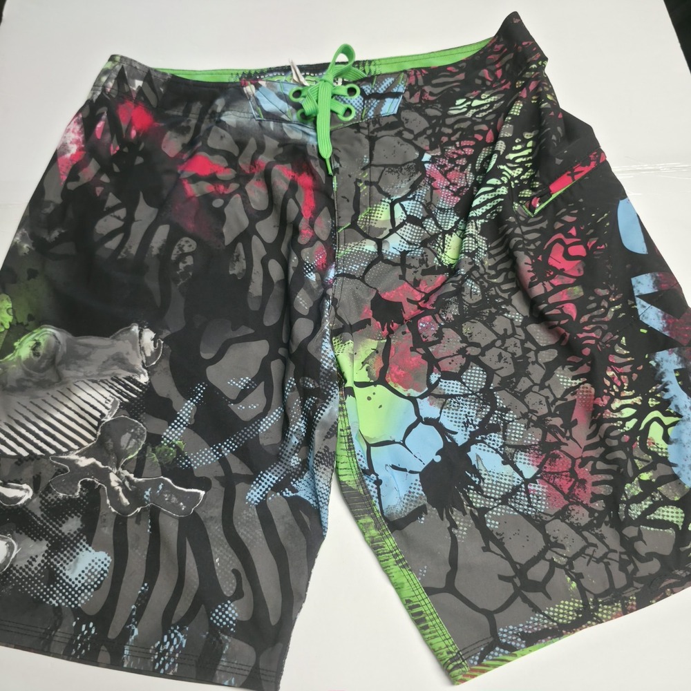 Oakley Frogyle Tech Boardshorts Mens Sz 36 Rare Y2K All Over Print Frog Swim